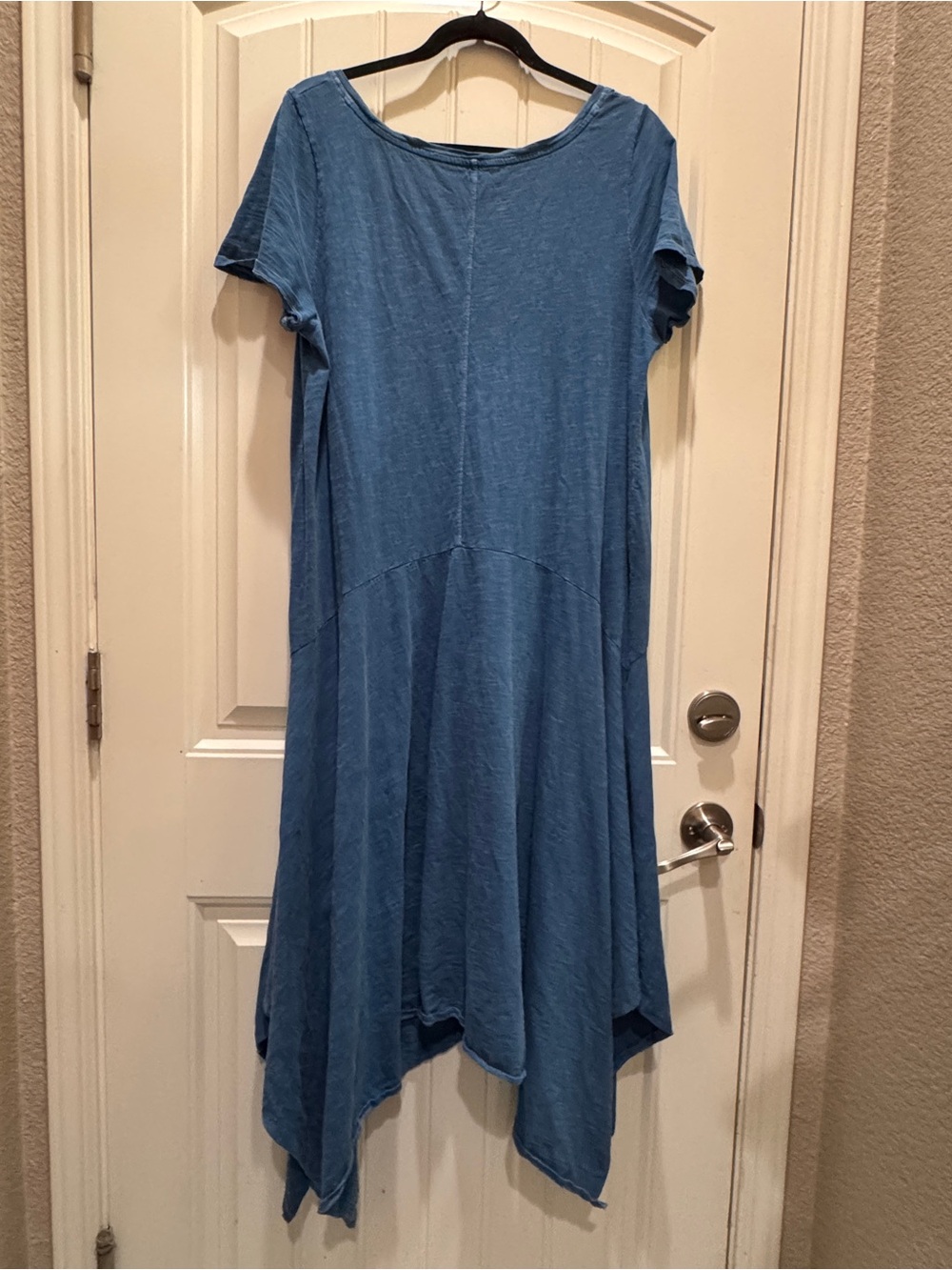 Casual Blue Asymmetrical Handkerchief Hem Dress